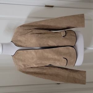 UltraSuede Size Tag Removed, Approx. M. Beige Open Collarless Jacket